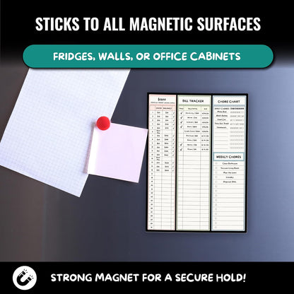 Magnetic Dry Erase Budget Planner and Bill Organizer | 10" x 14" Whiteboard Calendar for Wall or Fridge | Monthly Bill Tracker, Chore Chart, and Family Organizer | Dry Erasable Markers Included