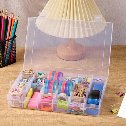 Mauproy 4 Pack 8 Grids Bead Organizer and Storage, Clear Plastic Storage Containers with Removable Dividers and Labels Small Tackle Box Organizer for Jewelry Crafts Electronics Small Parts
