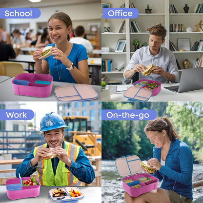 KARRICO Leakproof Lunch Box – 3-Compartment Bento Box, Cooler Pack & Adjustable Divider, Extra Large & BPA-Free – Dishwasher Safe, Ideal for On-the-Go Meals, Green
