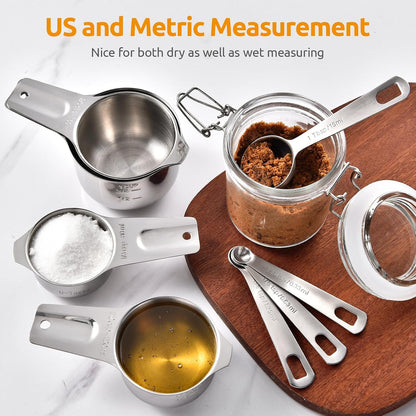 Measuring Cups, U-Taste Magnetic Measuring Cups and Spoons Set of 13 in 18/8 Stainless Steel: 7 Measuring Cups and 5 Measuring Spoons with 1 Professional Magnetic Measurement Conversion Chart