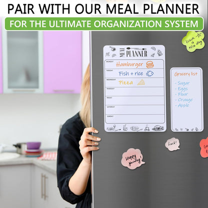 Dry Erase Grocery List for Fridge - 4.5 x 8.5 in White Dry Erase Shopping List for Fridge - Magnetic Grocery List Whiteboard Fridge Notepad - Erasable Grocery List Magnet Board for Refrigerator