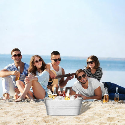 4 Pack Galvanized Tub Ice Bucket, 3 Gallon Large Metal Drink Buckets for Parties & Bars, Beer Beverage Tub with Carry Handles for Champagne, Cocktails, Wine Cooling, Mimosa Supplies