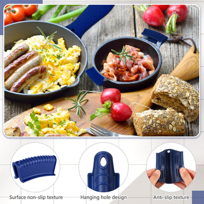 Patelai 8Pcs Silicone Cast Iron Handle Cover,Black