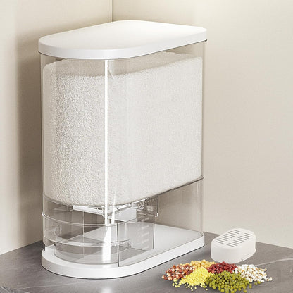 SYNCVIBE Large Rice Dispenser 22-25Lbs, Cereal Dispenser Rice Container Food Storage Container with Measuring Cup, Cereal Containers Storage Kitchen Storage Household Moisture Proof Holder, Black