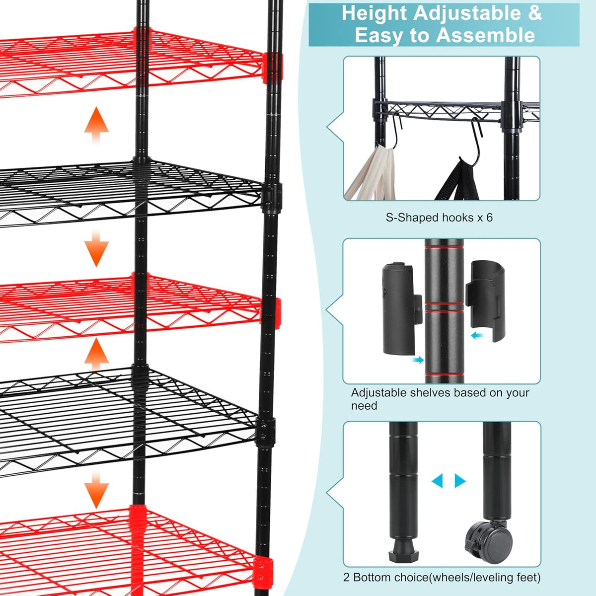 Whitmor 2-Wire Shelving Unit, Metal Storage Shelves, Stacking Shelf with Basket, Easy Assembly Home Organizer for Pantry, Kitchen, Garage, Plant