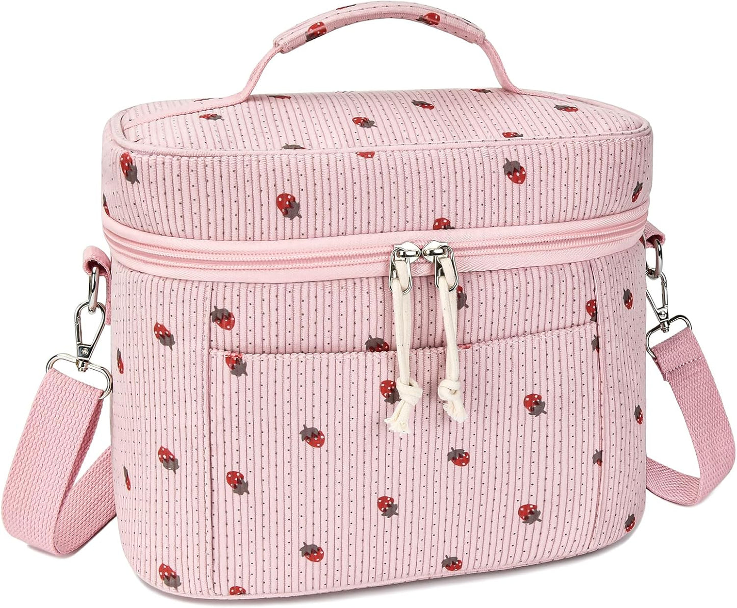 HowFly Lunch Bag Women Lunch Box for Women Cute Corduroy Insulated Lunch Bag Adult Large Cooler Lunch Tote Bags for Work Picnic Beach, Blue