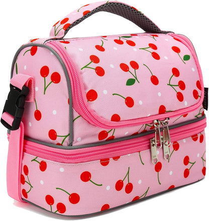FlowFly Kids Double Decker Cooler Insulated Lunch Bag Large Tote for Boys, Girls, Men, Women, With Adjustable Strap, Unicorn
