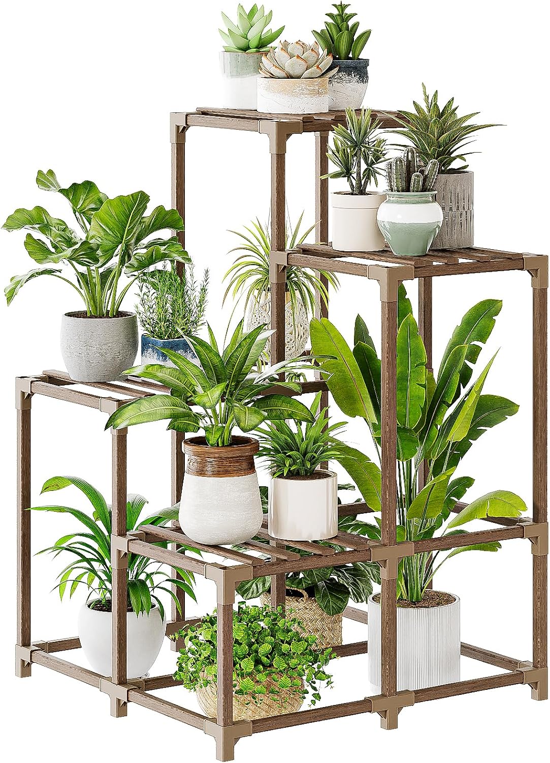 Bamworld Plant Stand Indoor Plant Shelf Outdoor Wood Plant Rack
