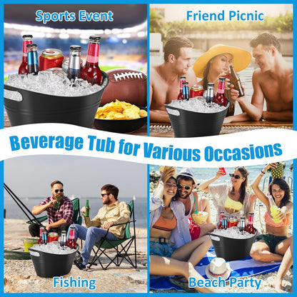 Norme 48 Pcs Plastic Ice Buckets for Parties Bulk 4.5L Oval Black Storage Tub with Handles Wine Beer Champagne Bottle Drink Cooler Tub for Christmas Holiday Home Parties Beverage Storage Basket Gift