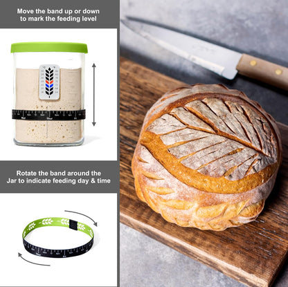 BALCI Premium Sourdough Starter Jar - 40oz Wide Mouth Kit (Blue)