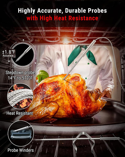 TempPro TempSync 1000FT Wireless Meat Thermometer for Grilling and Smoking