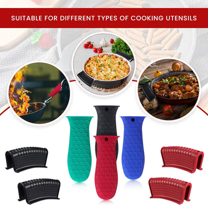 Patelai 8Pcs Silicone Cast Iron Handle Cover,Black