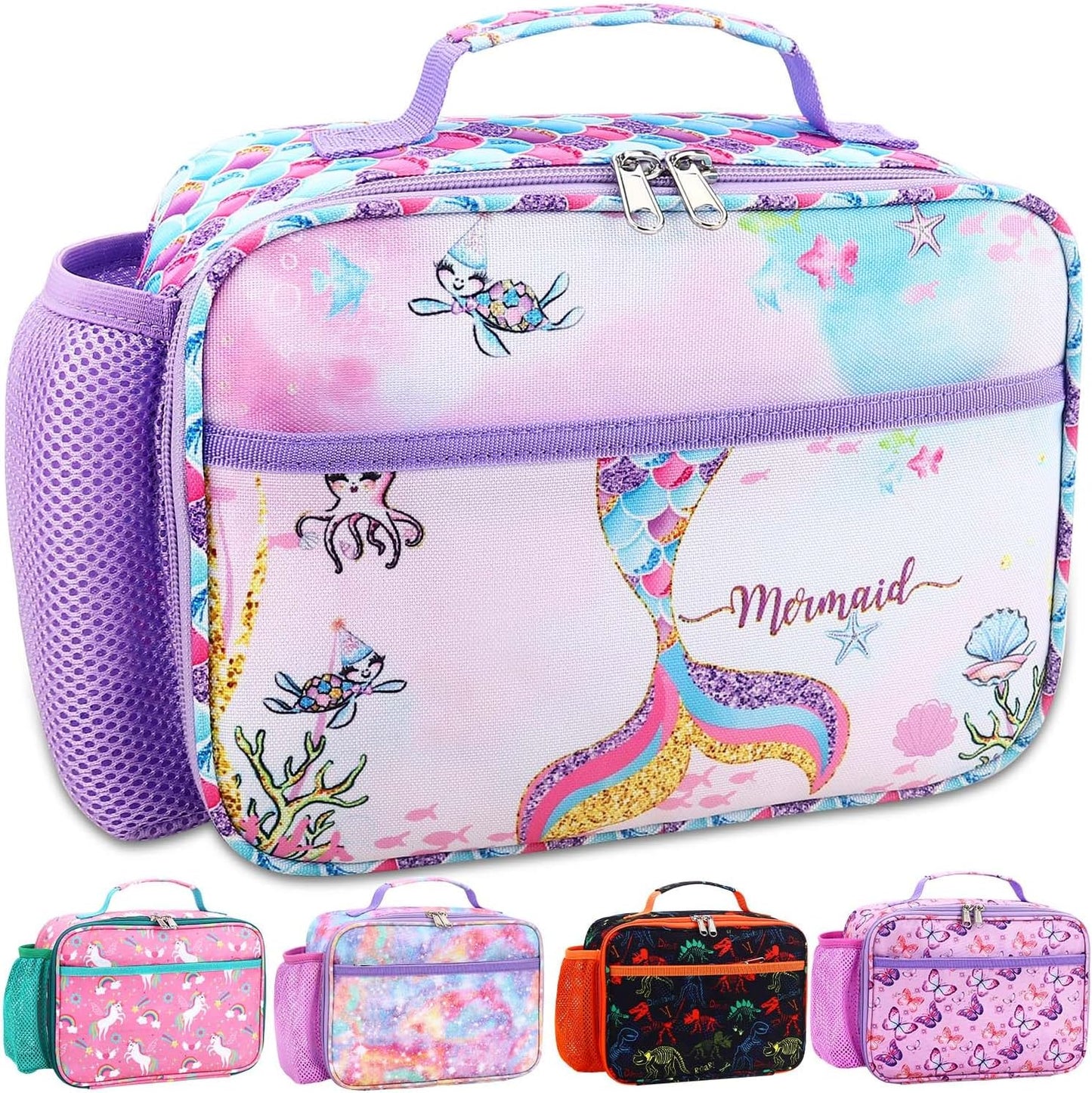RHCPFOVR Kids Lunch Bag - Insulated Lunch Box for Boys Girls,Washable Lunch Bag and Reusable Toddler Leak-proof Lunchbox for School and Daycare - Colors B