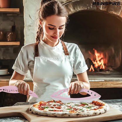 Rainspire 12" Pizza Cutter Rocker Blade Stainless Steel Pizza Rocker with Cover Sharp Blade Pizza Knife Dishwasher Safe Kitchen Gadgets Home Essentials, Black