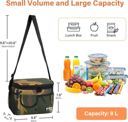 Tirrinia Insulated Lunch Bag for Women Men, Leakproof Lunch Box Containers for Adult, Work, School, Soft Lunchbox for Kids,Boys, Adult Cooler Bag for Picnic Hiking Beach,Charcoal