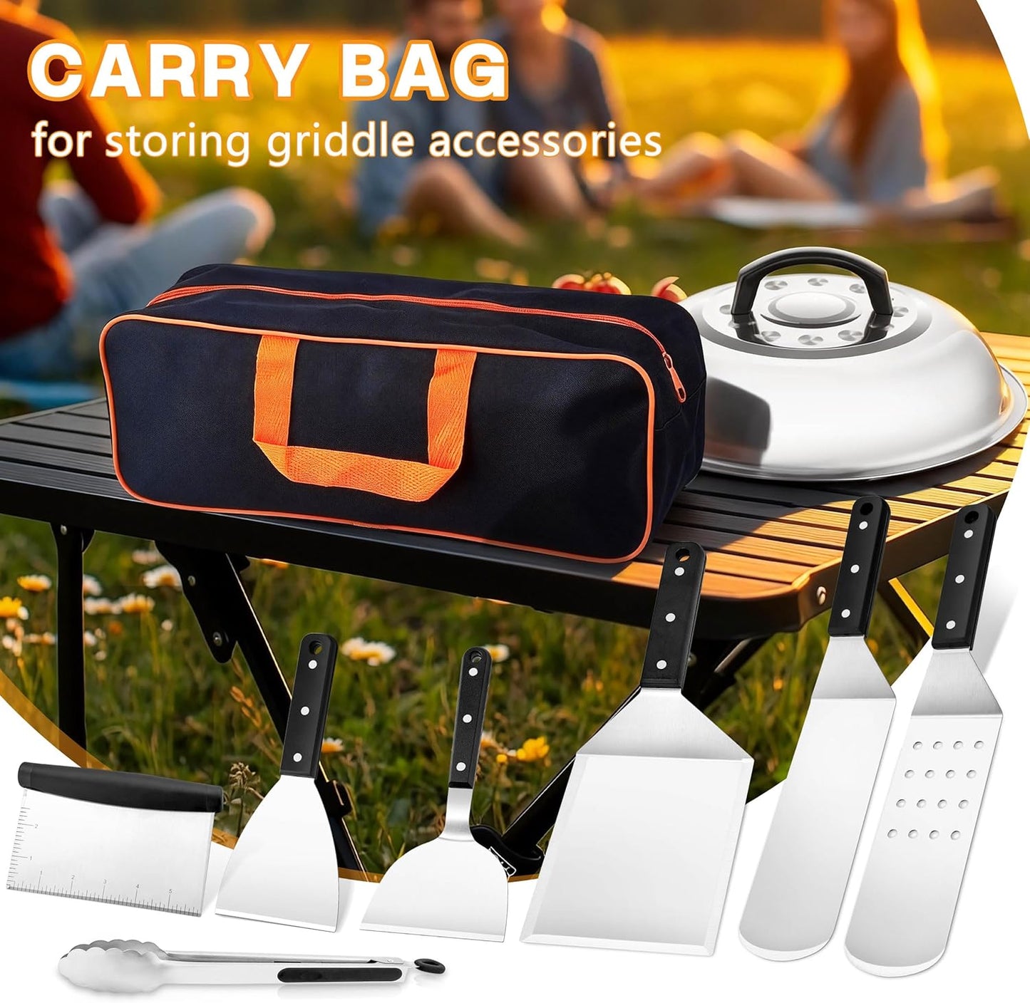 Griddle Accessories Kit, HaSteeL 20Pcs Flat Top Grill Accessories for Camping, Professional ABS Griddle Spatula Grill Tools Set with Melting Dome for Teppanyaki BBQ Outdoor, Perfect Grilling Gifts