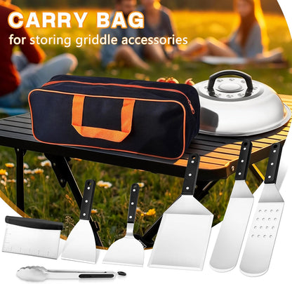 Griddle Accessories Kit, HaSteeL 20Pcs Flat Top Grill Accessories for Camping, Professional ABS Griddle Spatula Grill Tools Set with Melting Dome for Teppanyaki BBQ Outdoor, Perfect Grilling Gifts