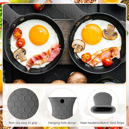 Patelai 2pcs Silicone Pan Handle Sleeve for Cast Iron Skillet, Black