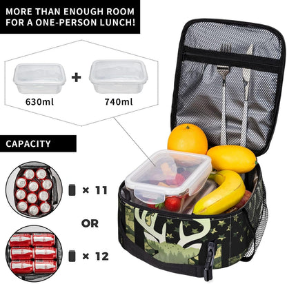 Black Cat Reusable Lunch Box Food Bag Insulated Lunch Bag for Teenage Boys Girls School Beach