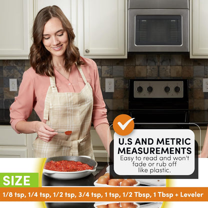 Spring Chef Stainless Steel Measuring Cups and Spoons Set of 14 with Leveler, Nesting Kitchen Metal Measuring Cups and Spoons Set for Dry and Liquid Ingredients, Perfect for Cooking & Baking