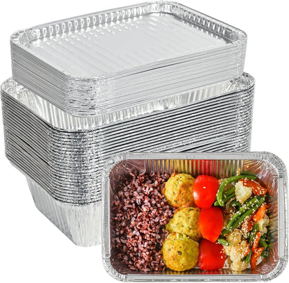 Aluminum Foil Pans with Lids 2.25L Disposable Loaf Pans Trays To Go Food Containers with Cardboard Covers for Meal Prep, Baking, Take Out, Freeze (25 Pack w/Foil Lids)