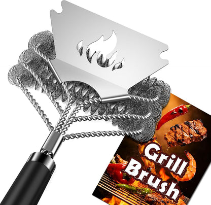 TNTOR Grill Brush Bristle Free with Scraper, 18" Adjustable Handle BBQ Grill Brush for Outdoor Grill, Extra Strong Grill Cleaner Brush for Grill/Smoker/Gas/Charcoal, Grill Gifts for Men/Dad