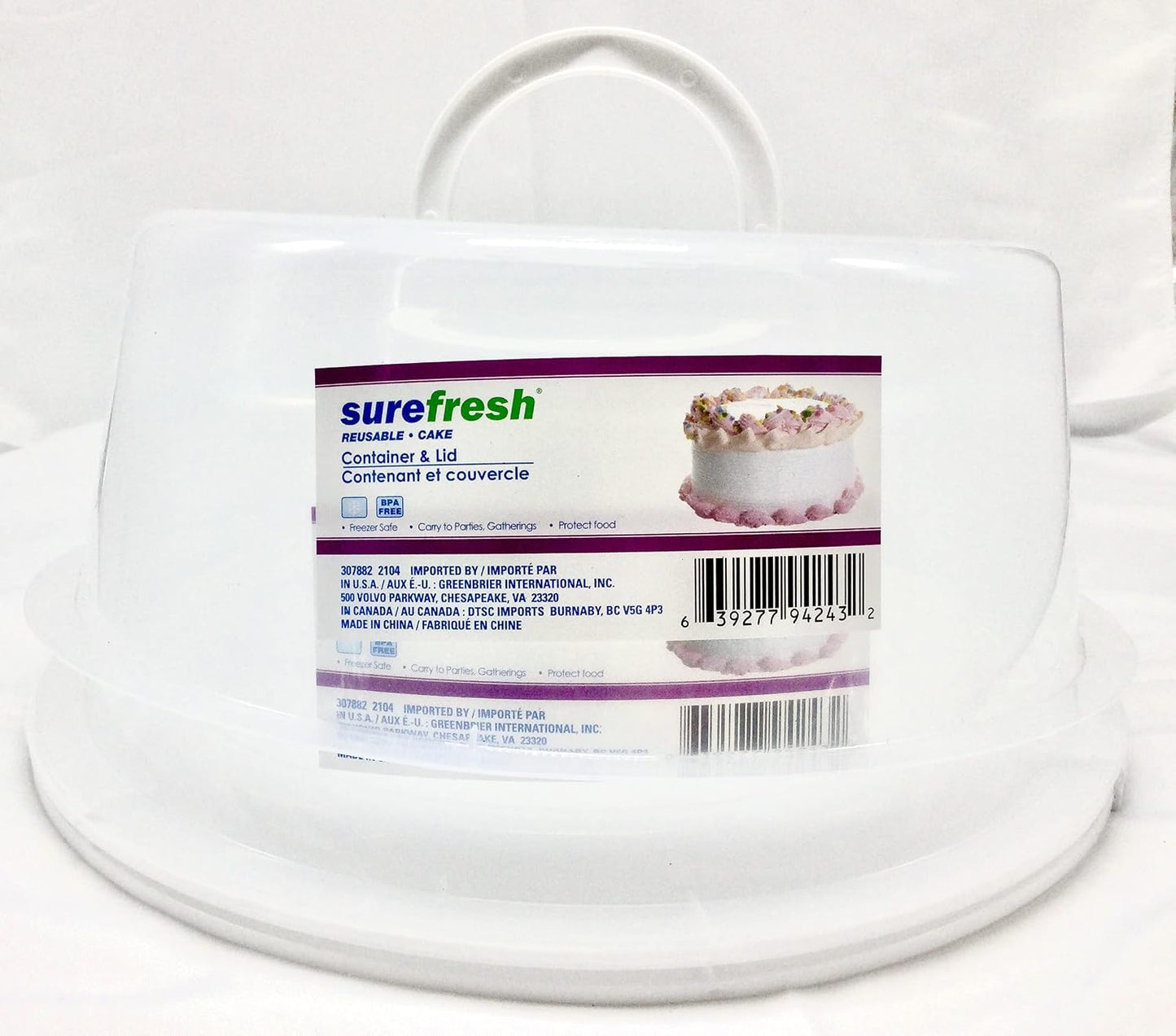 SureFresh Two 9'' Reusable Clear Cake Carriers | Containers and Lids | 2 Sets | Holiday Parties Gatherings Potlucks Buffets with Family, 307882 2104