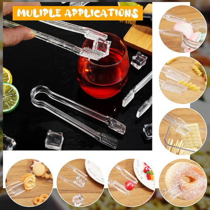 Nuogo Plastic Buffet Serving Tongs 6.3 Inch One-off Clear Tongs