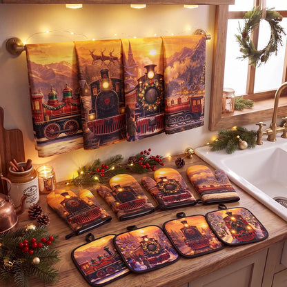 SiliFine 12 Pcs Fall Pumpkin Kitchen Towels Oven Mitts Pot Holders Set