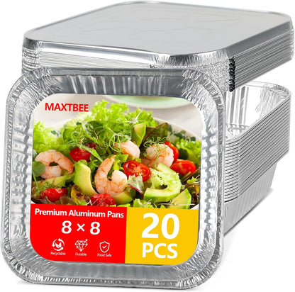 9x13 Aluminum Foil Pans with Lid, 10 Pack Disposable Trays Half Size Heavy Duty Tin Pans Deep Food Containers For Cooking, Meal Prep, Baking, Roasting, Chafing, Heating or Steam Table