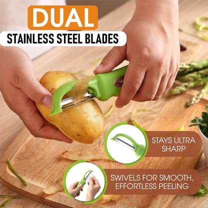 Spring Chef Premium Swivel Vegetable Peeler, Soft Grip Handle and Ultra Sharp Stainless Steel Blades - Perfect Kitchen Peeler For Veggie, Fruit, Potato, Carrot, Apple - Mango