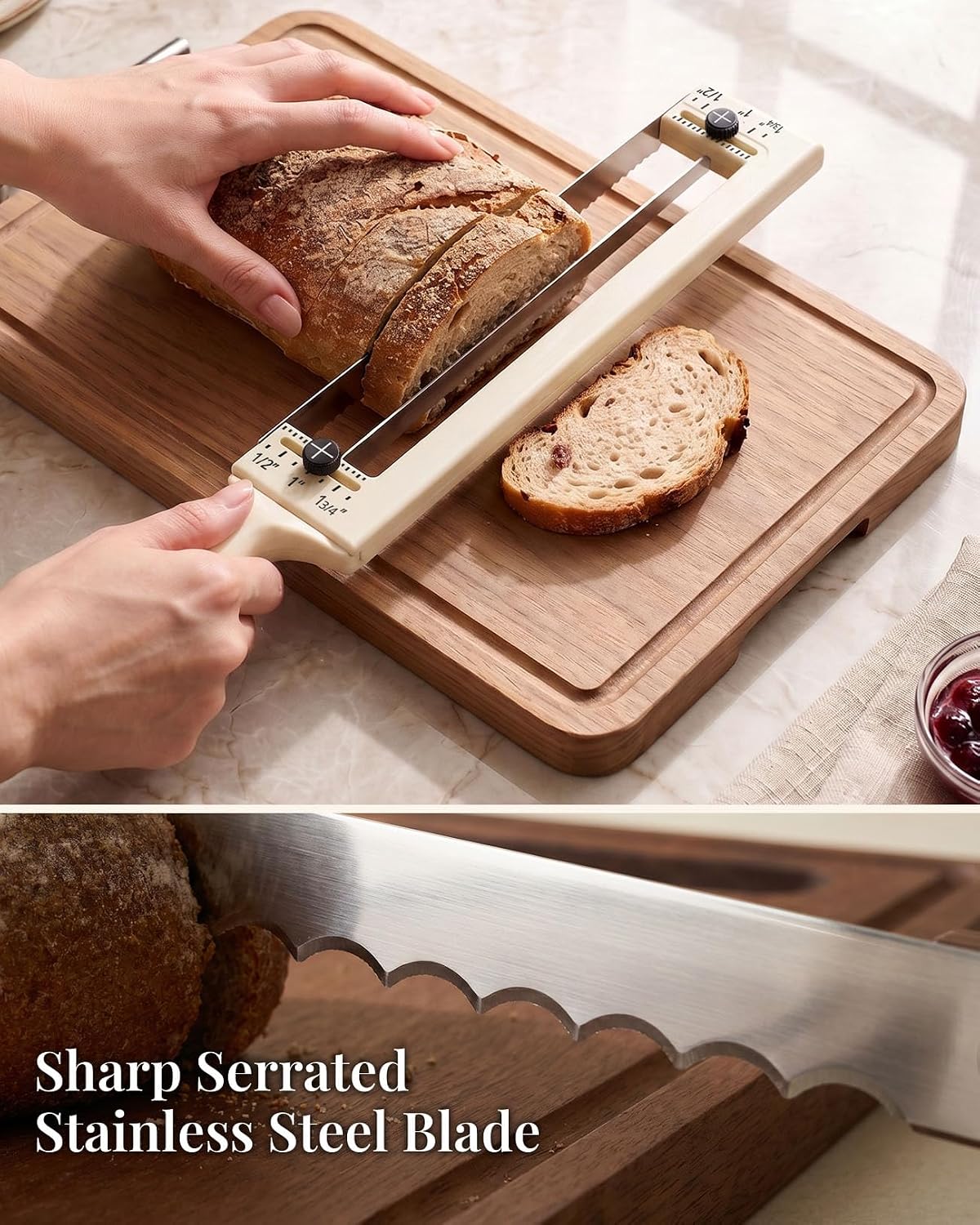 Adjustable Bread Knife, Ambidextrous Design Bread Slicer for Homemade Bread