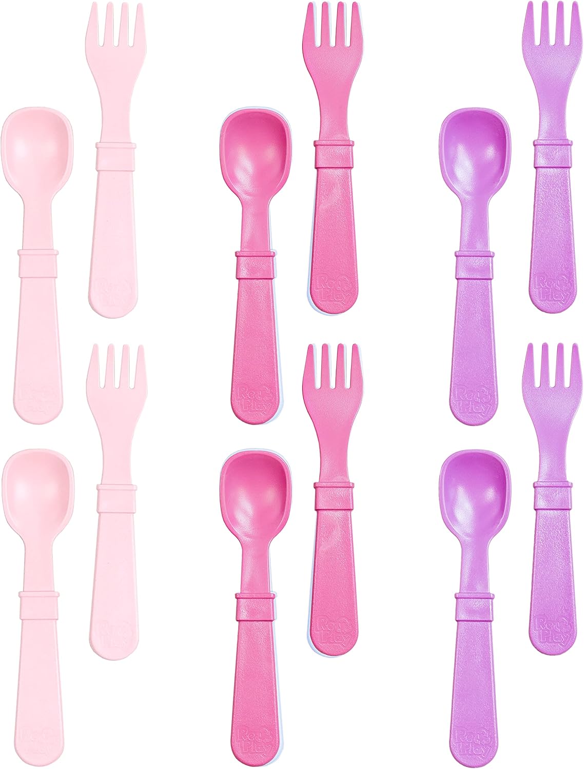 Re-Play Toddler Forks and Spoons Set - 6x6 Utensils Set for Kids - Dishwasher and Microwave Safe - Made in USA - Set of 12-5.8" x 1.2" x 0.2" - Sorbet