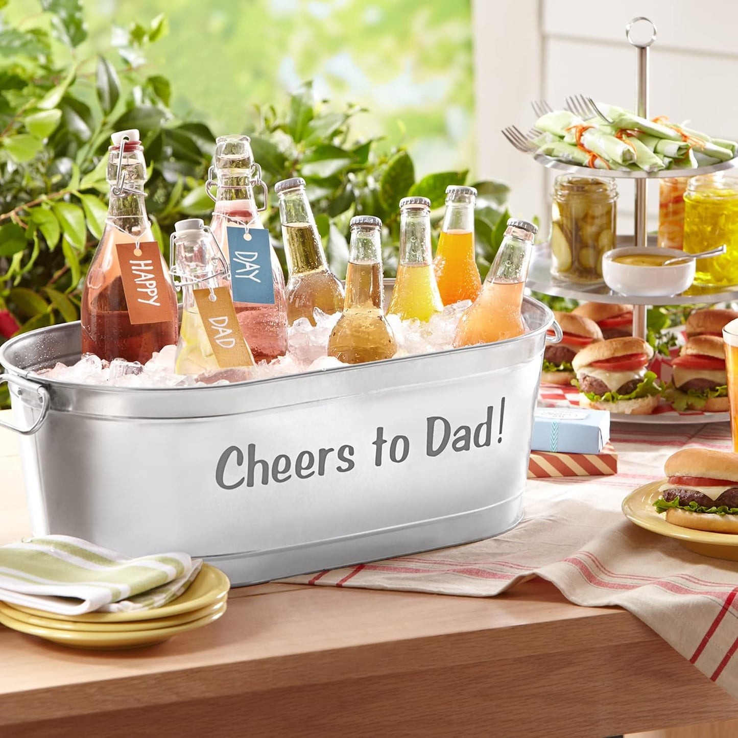 Let's Make Memories Personalized Beverage Tub - Custom Beverage Tub - Customize With Name & initial - Galvanized Drink Tub - 20 ¾"L x 11 ¾"W x 7" H - 5.5 Gallons