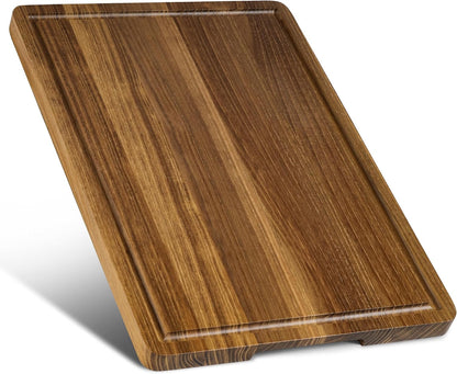 Teak Cutting Board Set for Kitchen - 3 PCS Solid Teak Wood Chopping Board with Holder & Juice Groove, Hardwood Cutting Boards for Meat, Fish, Vegetables, Fruits (Small, Medium, Large)