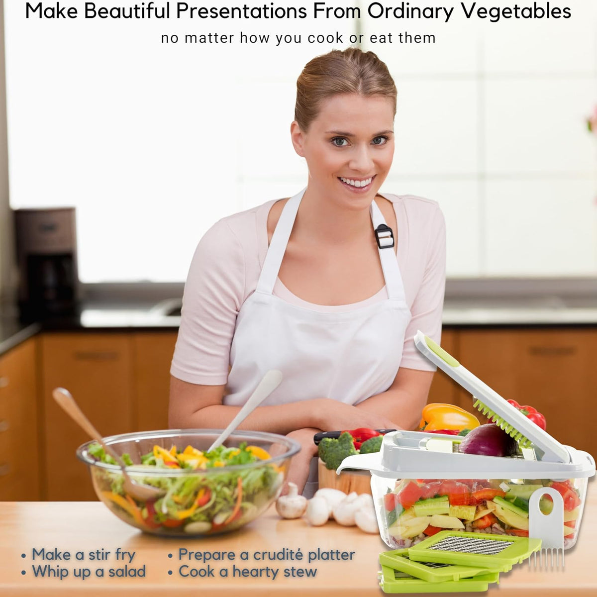 Brieftons QuickPush 8-Cup Push-Down Manual Vegetable Chopper & Food Dicer