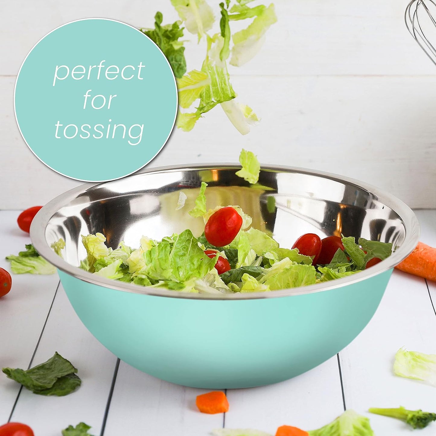 WHYSKO Meal Prep Stainless Steel Mixing Bowl (5-Piece Set) Home, Refrigerator, and Kitchen Food Storage Organizers | Ecofriendly, Heavy Duty, No Lids
