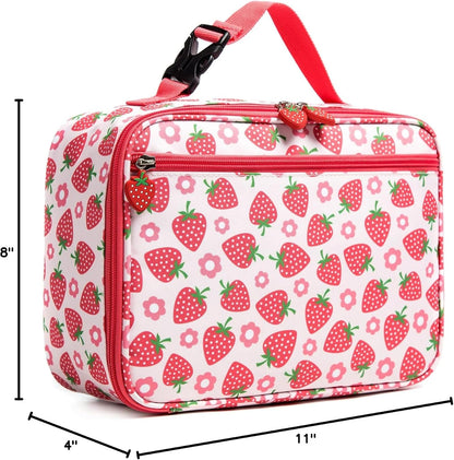 Insulated Kids Dual Compartment Lunch Bags Tote for Girls Boys Toddler School Picnic Food Cooler Thermal with Strap Lunch Boxes Blue Unicorn