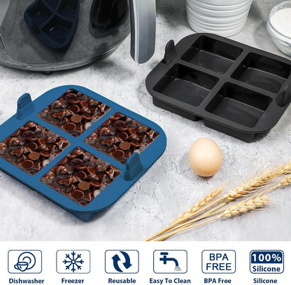 Webake 3PCS Silicone Air Fryer Muffin Pan for Baking 4 Cavity Air Fryer Egg Bites Silicone Mold, Nonstick BPA Free Muffin Tins