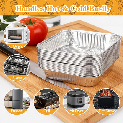 Thickened 9x13 Aluminum Pans with Lids, 20 Pack Heavy Duty & Extra Deep Disposable Aluminum Foil Pans, Disposable Half Size Foil Baking Tray for Cooking, Meal Prep, Baking, Roasting