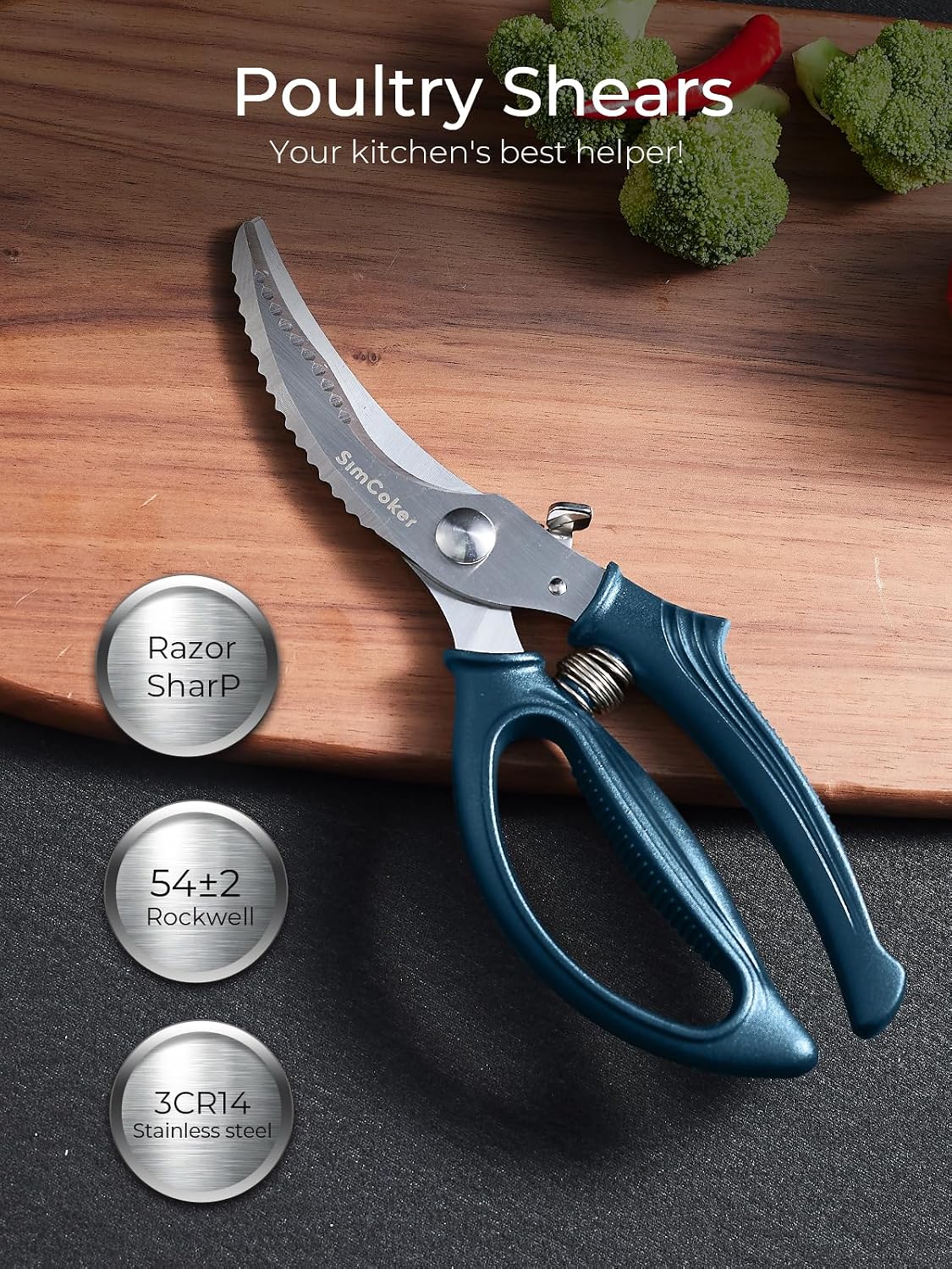 Kitchen Scissors, Forged Stainless Steel Heavy Duty Kitchen Shears, Dishwasher Safe Cooking Scissors for Meat, Poultry & Vegetables