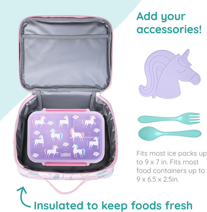 Wildkin Kids Insulated Lunch Box, Keeps Food Hot or Cold, BPA-Free with Mesh Pockets & Easy-Clean Lining – Ideal for School, Travel & Daycare – Holographic