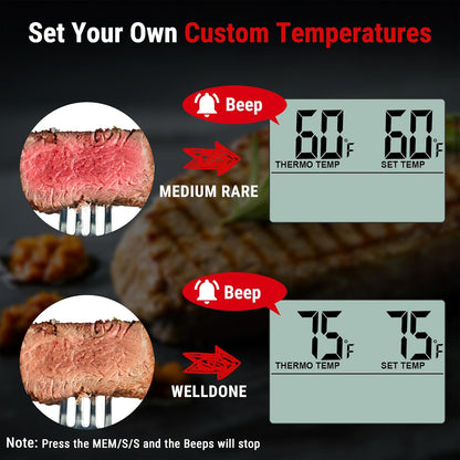 TempPro TempTrack Large LCD Digital Meat Thermometer for Cooking, Smoking
