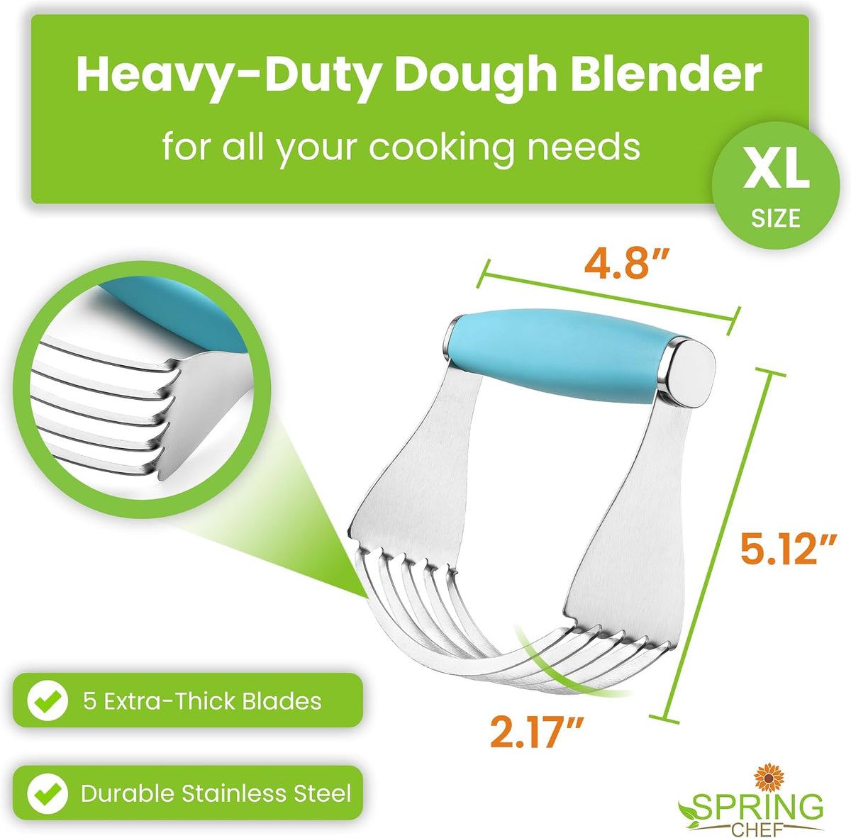 Spring Chef XL Pastry Blender, Durable Dough Blender For Baking - Black