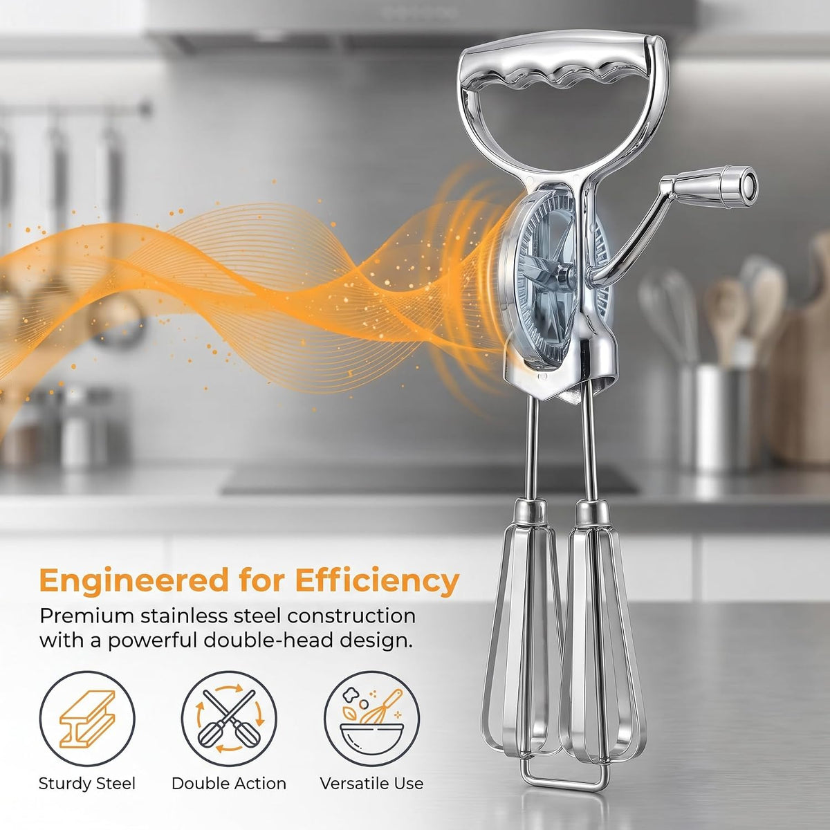 Generic Hand Crank Egg Beater Kitchen Tool Ergonomic Handle, Professional Practical, Durability Easy to Use, Kitchen Whisk Manual