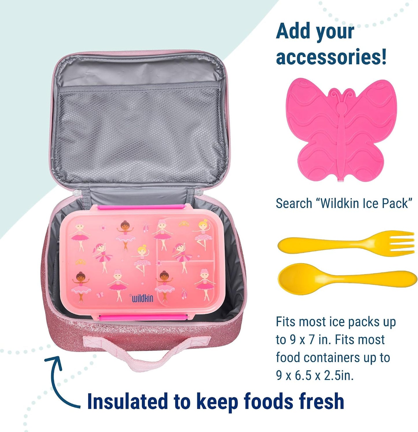 Wildkin Kids Insulated Lunch Box, Keeps Food Hot or Cold, BPA-Free with Mesh Pockets & Easy-Clean Lining – Ideal for School, Travel & Daycare – Holographic