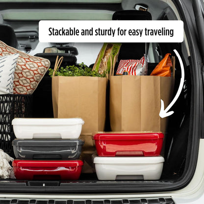 Fancy Panz Red Premium Aluminum Foil Pan Carrier with Secure Latch Lid - Reusable Casserole Carrier for Half Size Pans - Food Transport Holder for Potlucks, Parties, Tailgates & Entertaining