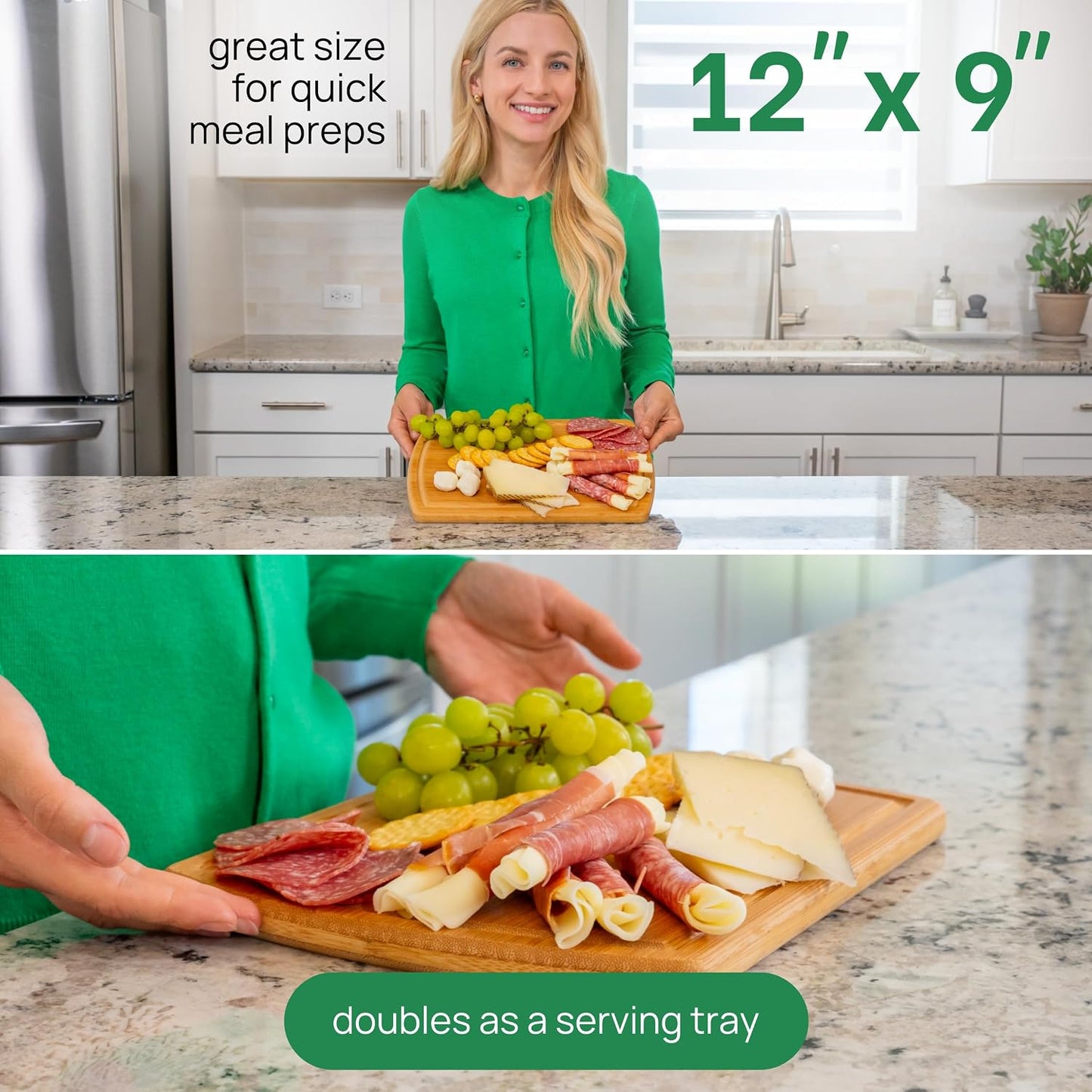 Greener Chef Luxury Bamboo Cutting Board Set of 3 with Glue-Free Surface Technology - Extra Spacious Wood Cutting Boards for Kitchen and XL Chopping Board Set - Replacements for Life