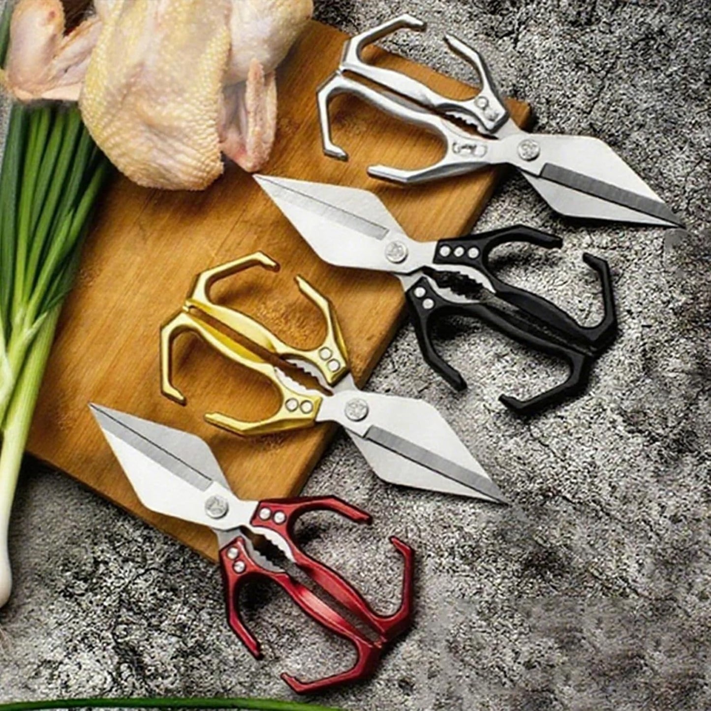 Multifunctional Heavy Duty Kitchen Shears,Kitchen Shears for Cutting Chicken,Kitchen Scissors for Food, Japanese High-Carbon Steel Culinary Poultry Shears, for Chicken,Meat,Fish,Bone Cutting(Silver)