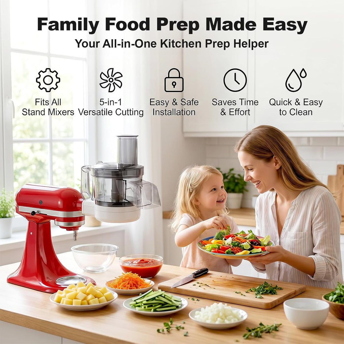 Food Processor Attachment for KitchenAid, 5-in-1 Vegetable Chopper & Dicer